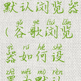 谷歌浏览器如何设置为默认浏览器(谷歌浏览器如何设置为默认浏览器打开)