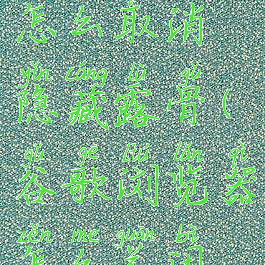 谷歌浏览器怎么取消隐藏露骨(谷歌浏览器怎么关闭隐身模式)