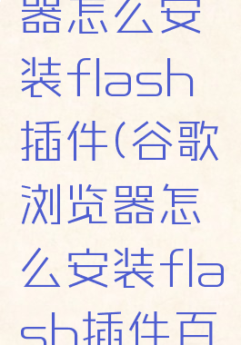 谷歌浏览器怎么安装flash插件(谷歌浏览器怎么安装flash插件百度)