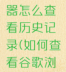 谷歌浏览器怎么查看历史记录(如何查看谷歌浏览记录)