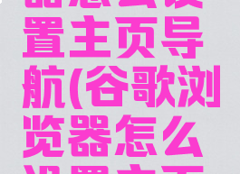 谷歌浏览器怎么设置主页导航(谷歌浏览器怎么设置主页导航键)