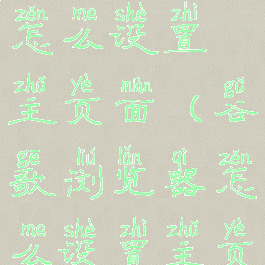 谷歌浏览器怎么设置主页面(谷歌浏览器怎么设置主页网址)