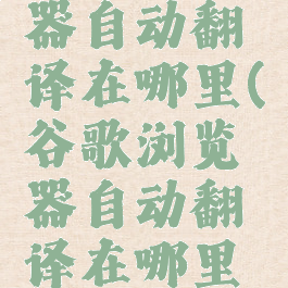 谷歌浏览器自动翻译在哪里(谷歌浏览器自动翻译在哪里设置)