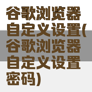 谷歌浏览器自定义设置(谷歌浏览器自定义设置密码)