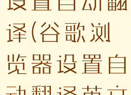 谷歌浏览器设置自动翻译(谷歌浏览器设置自动翻译英文)