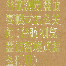 谷歌浏览器访客模式怎么关闭(谷歌浏览器访客模式怎么打开)