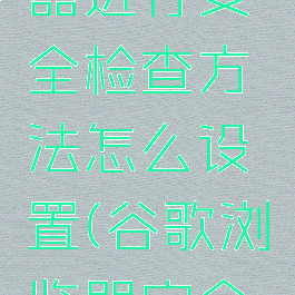 谷歌浏览器进行安全检查方法怎么设置(谷歌浏览器安全检测)
