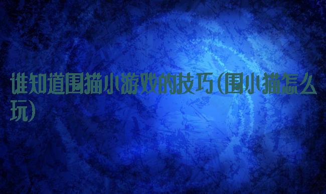 谁知道围猫小游戏的技巧(围小猫怎么玩)