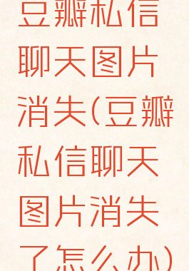 豆瓣私信聊天图片消失(豆瓣私信聊天图片消失了怎么办)
