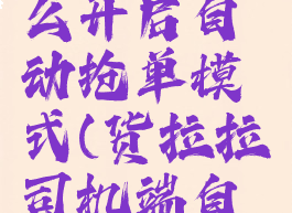 货拉拉怎么开启自动抢单模式(货拉拉司机端自动抢单)