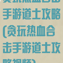 贪玩热血合击手游道士攻略(贪玩热血合击手游道士攻略视频)