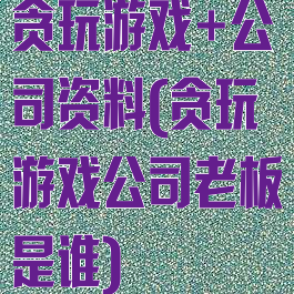 贪玩游戏+公司资料(贪玩游戏公司老板是谁)