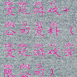 贪玩游戏+公司资料(贪玩游戏有限公司)