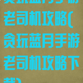 贪玩蓝月手游老司机攻略(贪玩蓝月手游老司机攻略下载)