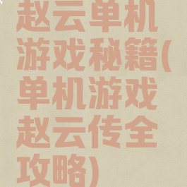 赵云单机游戏秘籍(单机游戏赵云传全攻略)