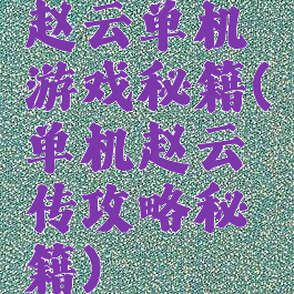 赵云单机游戏秘籍(单机赵云传攻略秘籍)