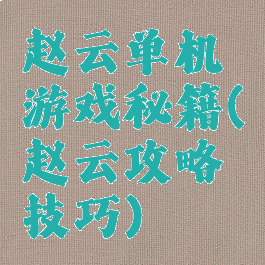 赵云单机游戏秘籍(赵云攻略技巧)