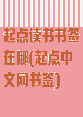 起点读书书签在哪(起点中文网书签)