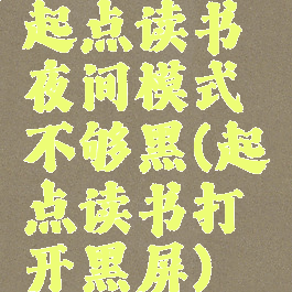起点读书夜间模式不够黑(起点读书打开黑屏)