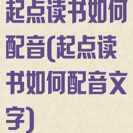 起点读书如何配音(起点读书如何配音文字)