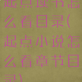 起点读书怎么看目录(起点小说怎么看章节目录)