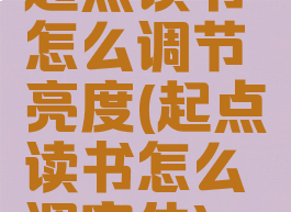 起点读书怎么调节亮度(起点读书怎么调字体)