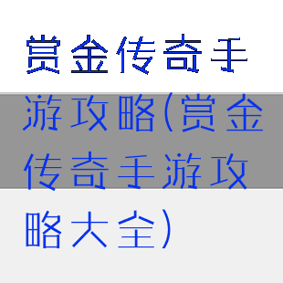 赏金传奇手游攻略(赏金传奇手游攻略大全)
