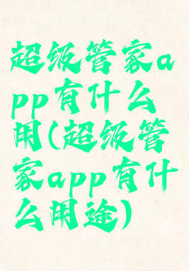 超级管家app有什么用(超级管家app有什么用途)