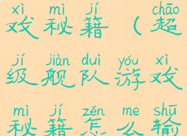 超级舰队游戏秘籍(超级舰队游戏秘籍怎么输入)