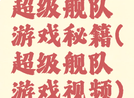 超级舰队游戏秘籍(超级舰队游戏视频)