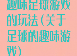 趣味足球游戏的玩法(关于足球的趣味游戏)