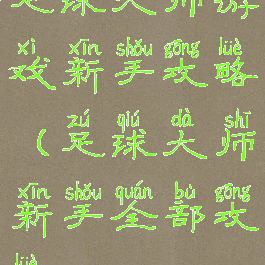 足球大师游戏新手攻略(足球大师新手全部攻略)