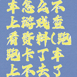 跑跑卡丁车怎么不上游戏查看资料(跑跑卡丁车上不去了什么情况)