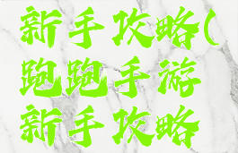 跑跑手游新手攻略(跑跑手游新手攻略大全)