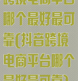 跨境电商平台哪个最好最可靠(抖音跨境电商平台哪个最好最可靠)