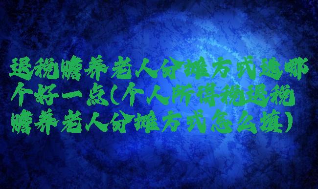 退税赡养老人分摊方式选哪个好一点(个人所得税退税赡养老人分摊方式怎么填)