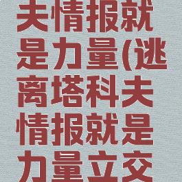 逃离塔科夫情报就是力量(逃离塔科夫情报就是力量立交桥)