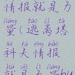 逃离塔科夫情报就是力量(逃离塔科夫情报就是力量bug)