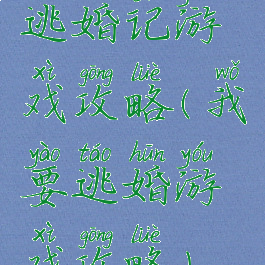逃婚记游戏攻略(我要逃婚游戏攻略)