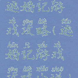 逃婚记游戏攻略(逃婚记游戏攻略小说)