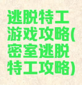 逃脱特工游戏攻略(密室逃脱特工攻略)