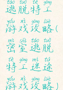 逃脱特工游戏攻略(密室逃脱特工迷途游戏攻略)