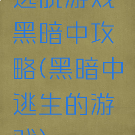 逃脱游戏黑暗中攻略(黑暗中逃生的游戏)