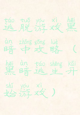 逃脱游戏黑暗中攻略(黑暗逃生开始游戏)