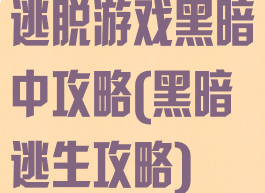 逃脱游戏黑暗中攻略(黑暗逃生攻略)