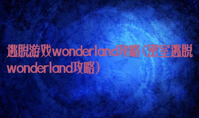 逃脱游戏wonderland攻略(密室逃脱wonderland攻略)