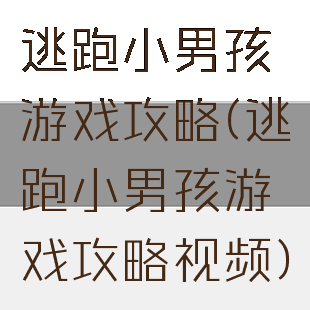 逃跑小男孩游戏攻略(逃跑小男孩游戏攻略视频)