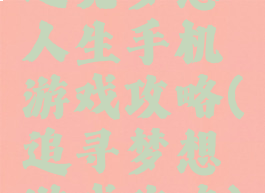遇见梦想人生手机游戏攻略(追寻梦想游戏攻略)