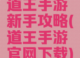 道王手游新手攻略(道王手游官网下载)