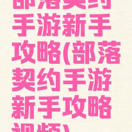 部落契约手游新手攻略(部落契约手游新手攻略视频)